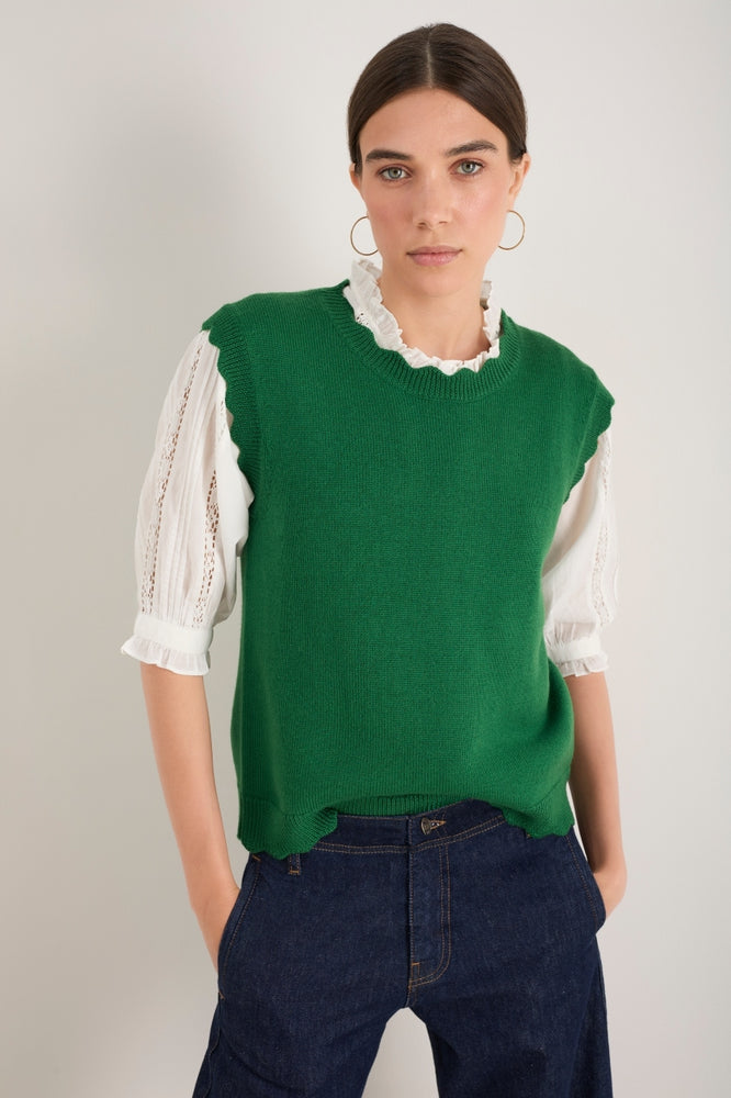 Fleurine Scallop Tank - Dark Jade Green