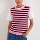 Fleurine Scallop Tank - Raspberry/Deep Fig Stripe