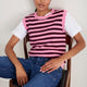 Fleurine Scallop Tank - Raspberry/Deep Fig Stripe