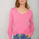 Fleurine Scallop V-Neck Jumper - Candy Pink