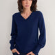 Fleurine Scallop V-Neck Jumper - Midnight