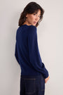 Fleurine Scallop V-Neck Jumper - Midnight