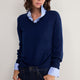 Fleurine Scallop V-Neck Jumper - Midnight