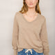 Fleurine Scallop V-Neck Jumper - Oat Marl