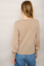 Fleurine Scallop V-Neck Jumper - Oat Marl