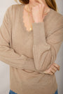 Fleurine Scallop V-Neck Jumper - Oat Marl