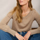 Fleurine Scallop V-Neck Jumper - Oat Marl