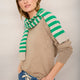 Fleurine Scallop V-Neck Jumper - Oat Marl
