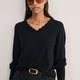 Fleurine Scallop V-Neck Jumper - Black