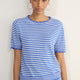 Fleurine Short Sleeve Tee - Chambray Blue/Ivory Micro Stripe