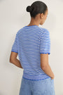 Fleurine Short Sleeve Tee - Chambray Blue/Ivory Micro Stripe