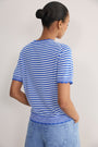 Fleurine Short Sleeve Tee - Chambray Blue/Ivory Micro Stripe