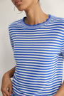Fleurine Short Sleeve Tee - Chambray Blue/Ivory Micro Stripe
