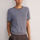 Fleurine Short Sleeve Tee - Cocoa/Sky Blue Micro Stripe