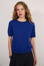 Fleurine Short Sleeve Tee - Midnight/Cobalt Micro Stripe
