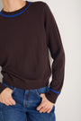 Florence Jumper - Cocoa/Cobalt Blue Trim