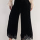 Florence Silk Velvet Lace Trim Trouser - Black
