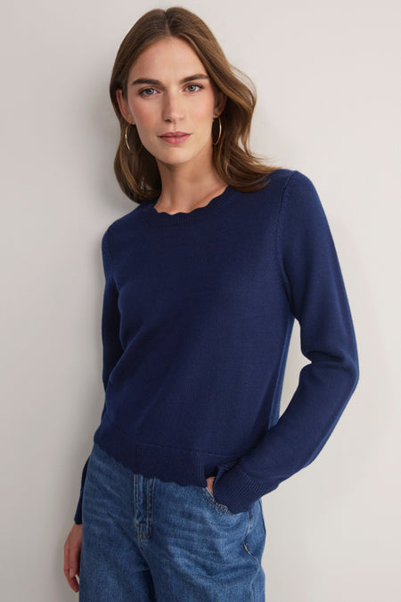 Florentine Scallop Jumper - Midnight