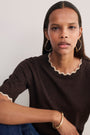 Florrie Double Layered Knitted Top - Chocolate/Oat