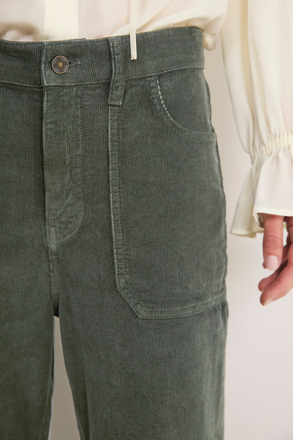 Flossie Carpenter Flare Cord Trouser - Olive
