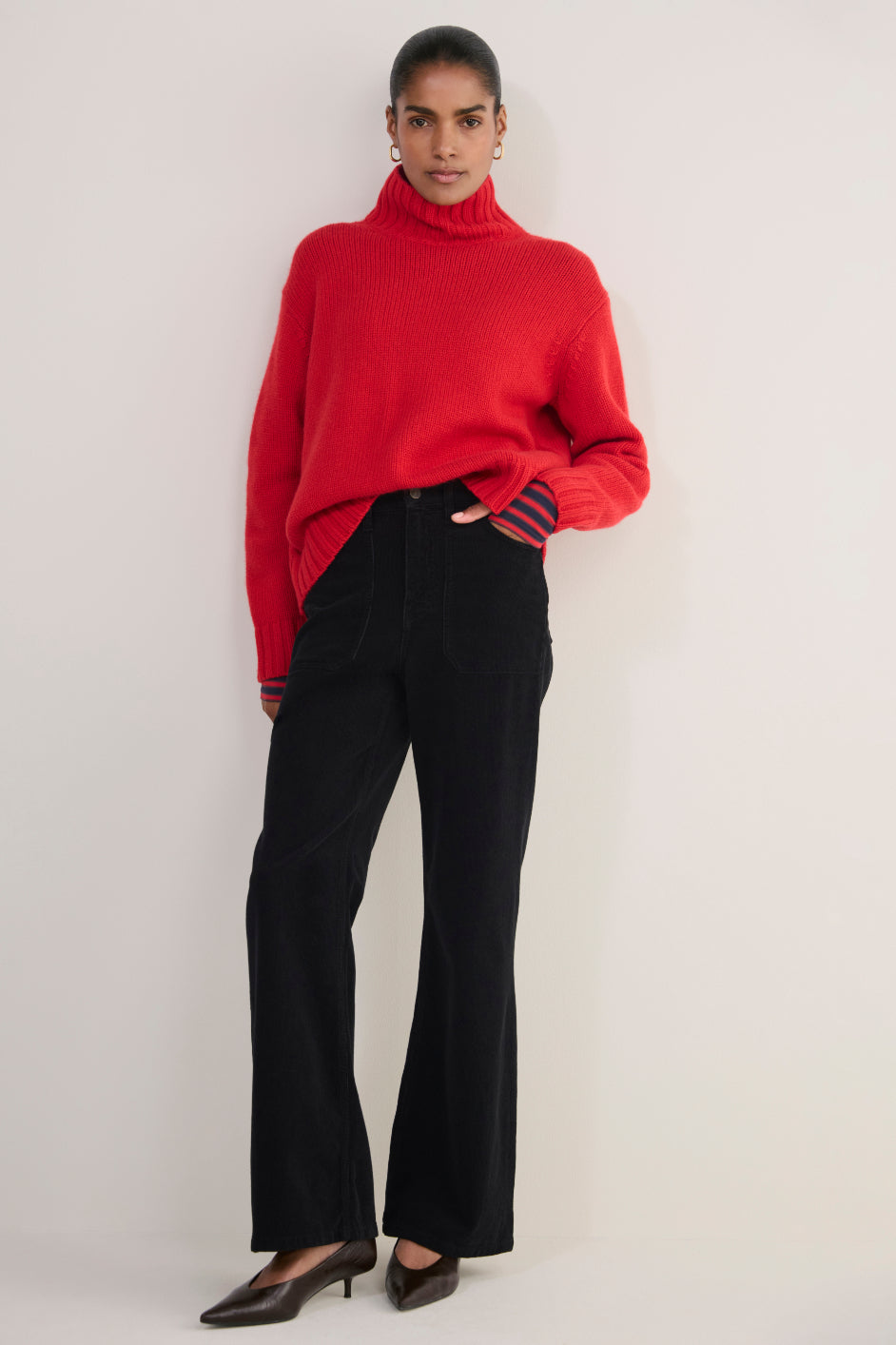 Flossie Carpenter Flare Cord Trouser - Black