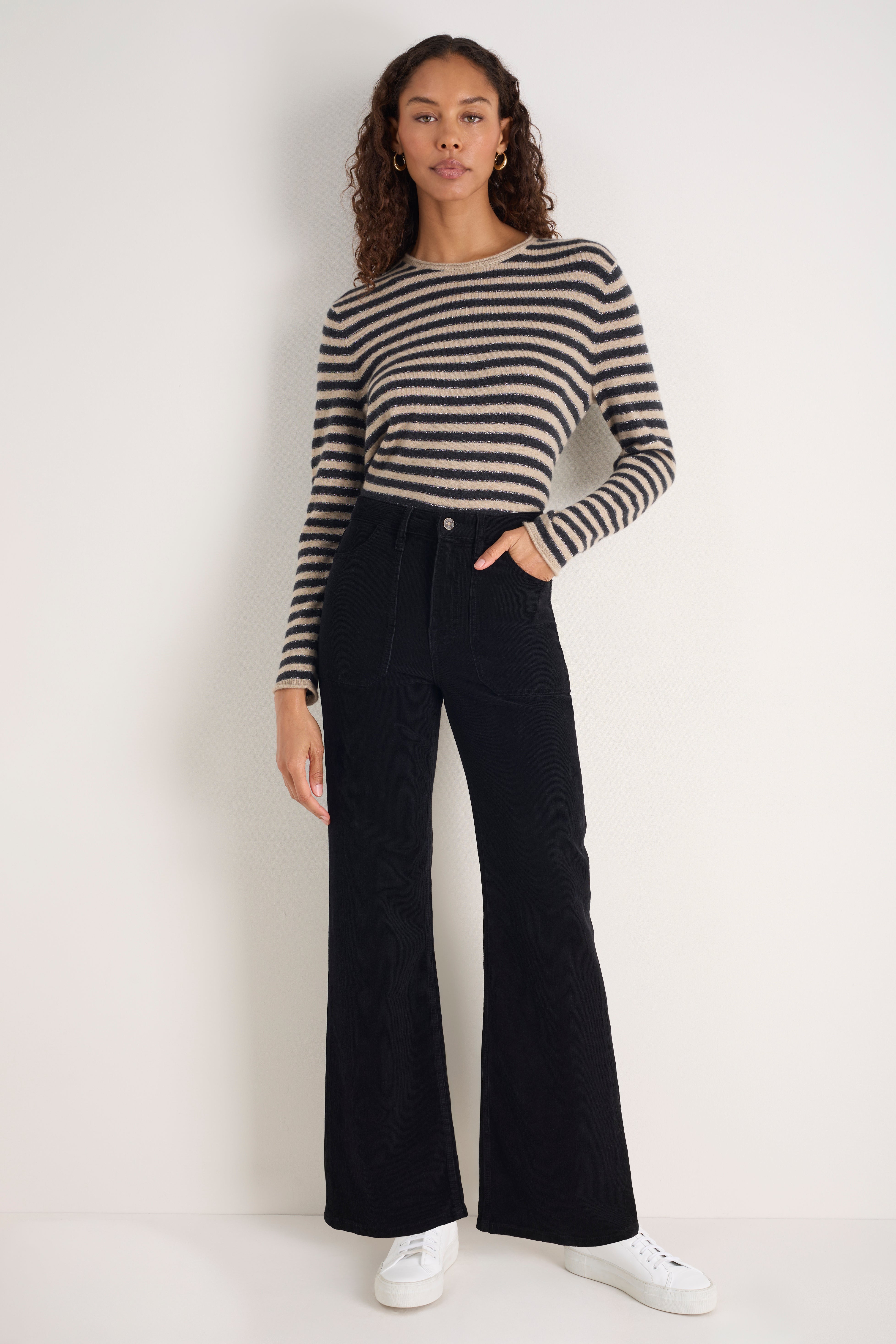 Flossie Carpenter Flare Cord Trouser - Black