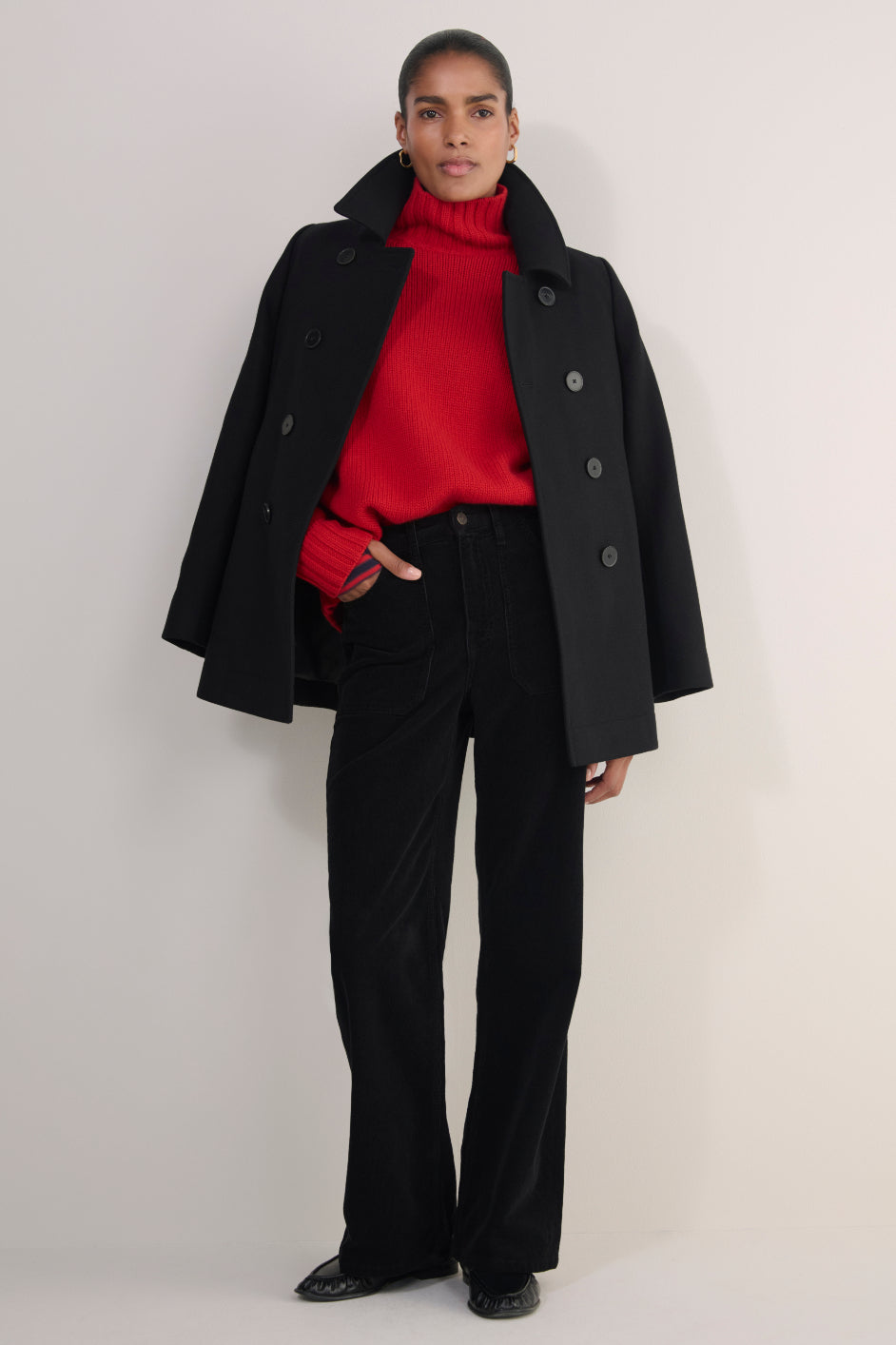 Flossie Carpenter Flare Cord Trouser - Black