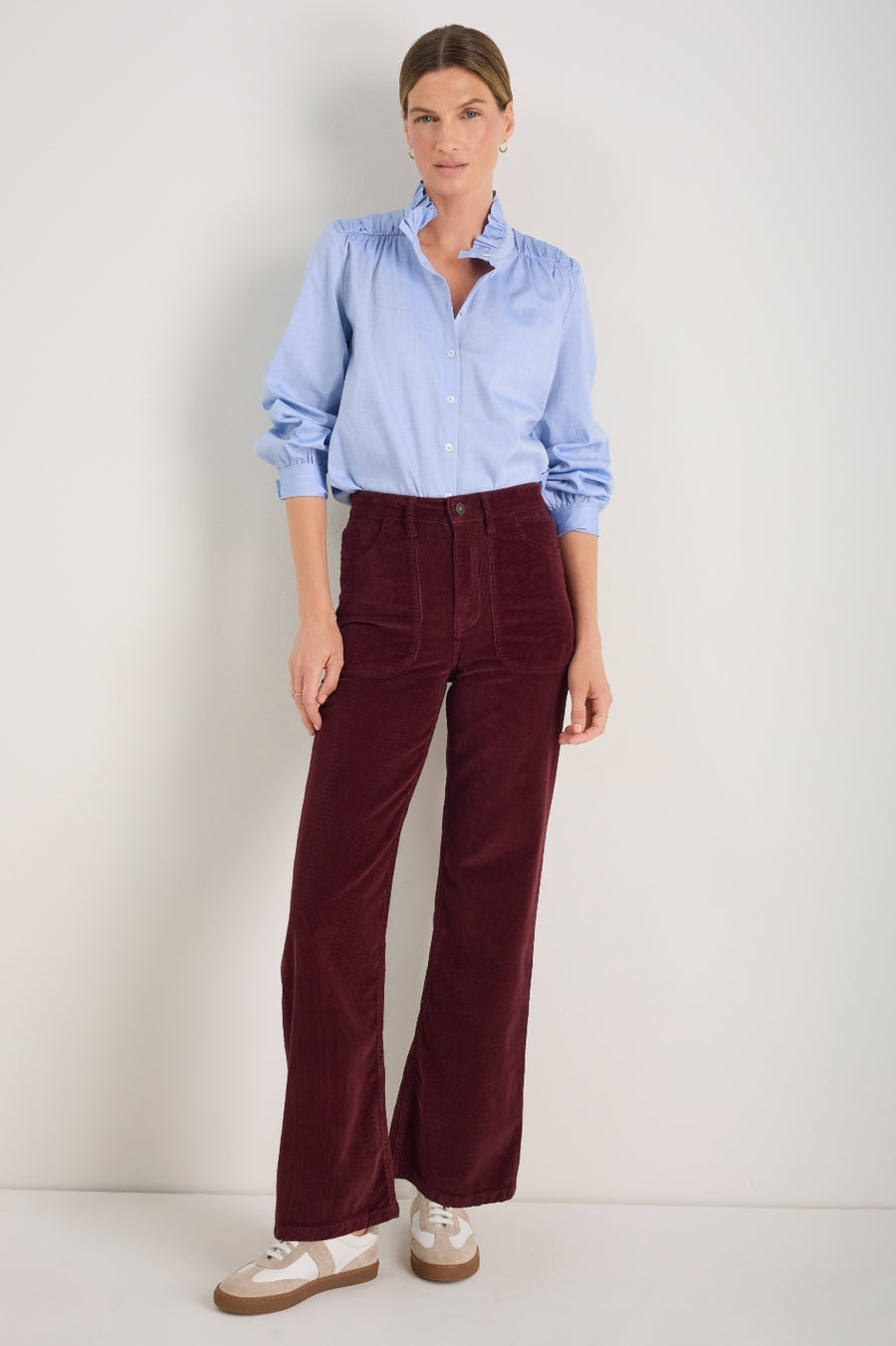 Flossie Carpenter Flare Cord Trouser - Raisin