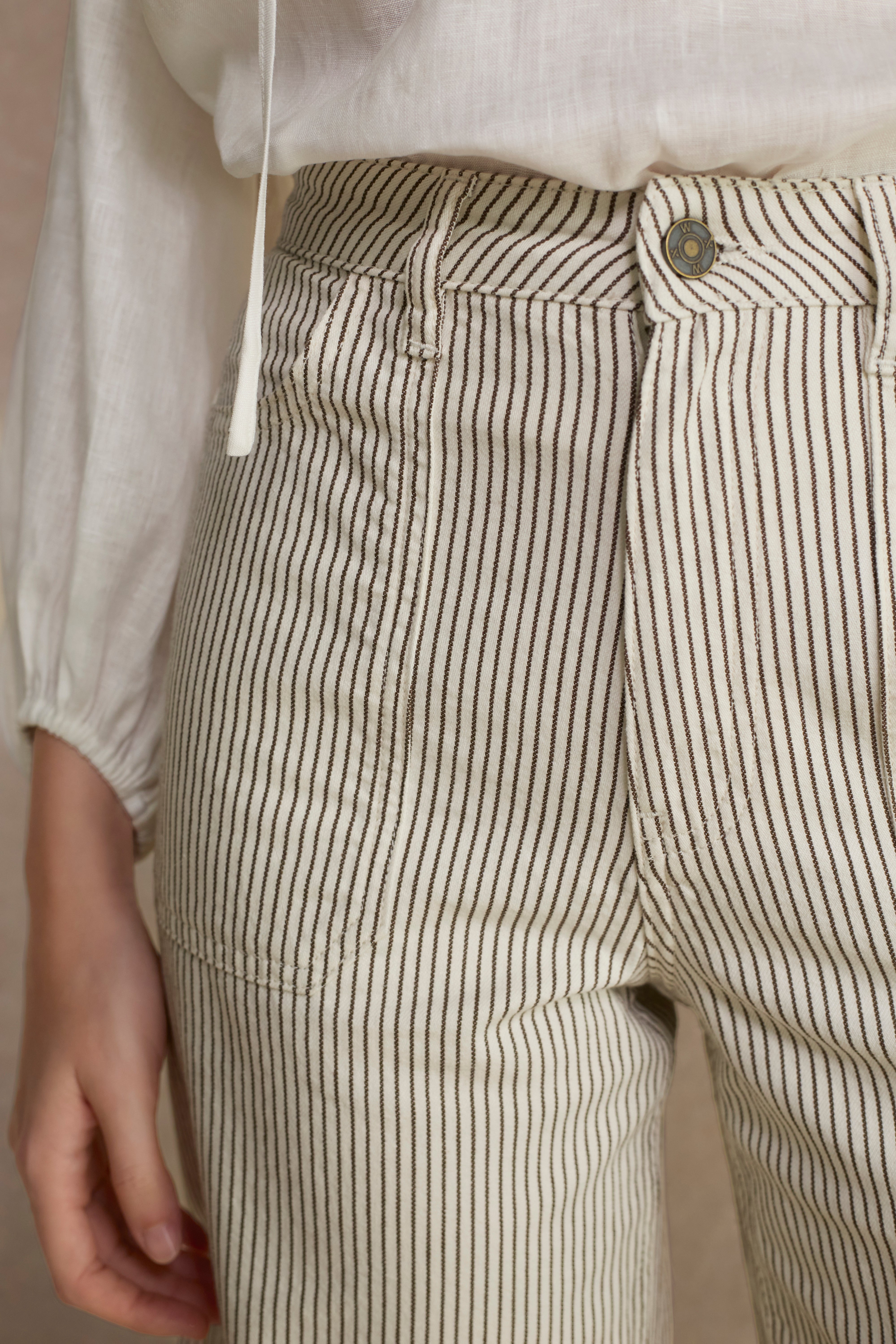 Flossie Carpenter Short - Cocoa/Ecru Stripe