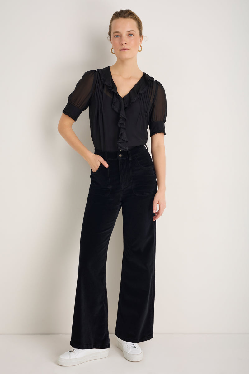Flossie Cotton Velvet Trouser - Black