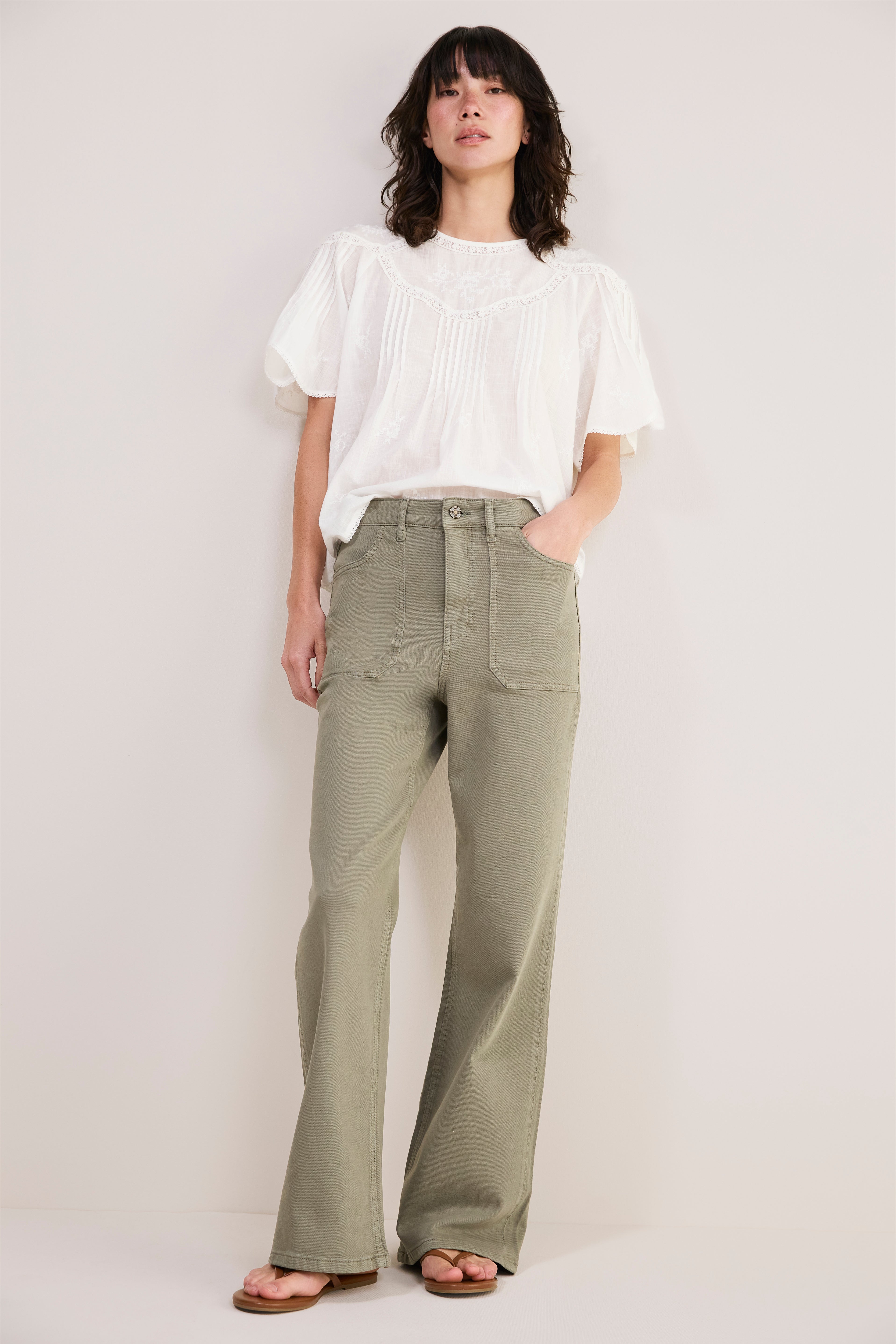 Flossie Flare Jean - Soft Khaki