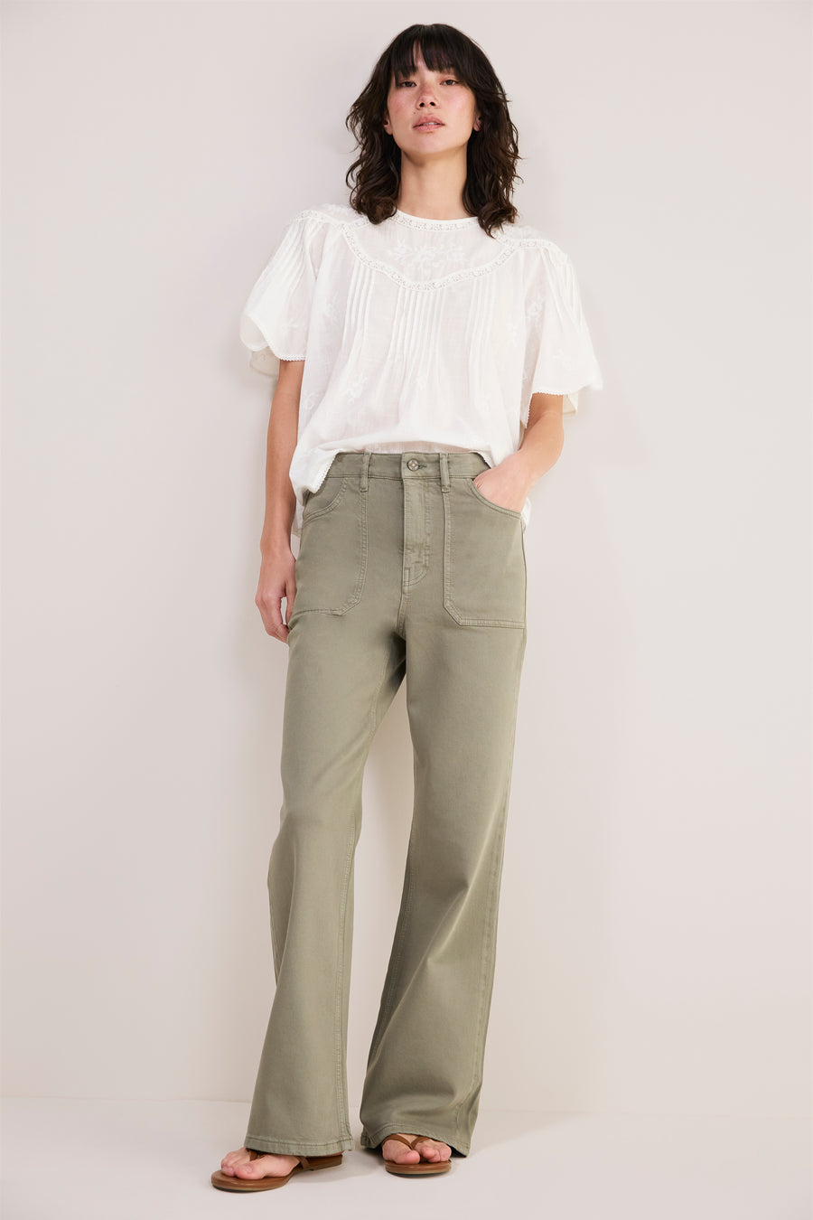 Flossie Flare Jean - Soft Khaki