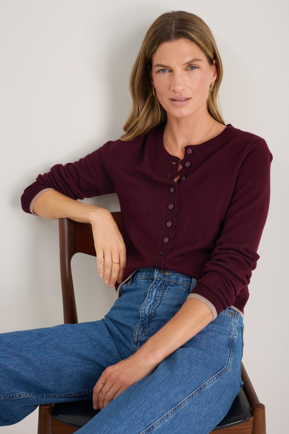 Fleurine Cropped Cardigan - Deep Fig