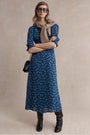 Elodie Dress - Cobalt Retro Ditsy