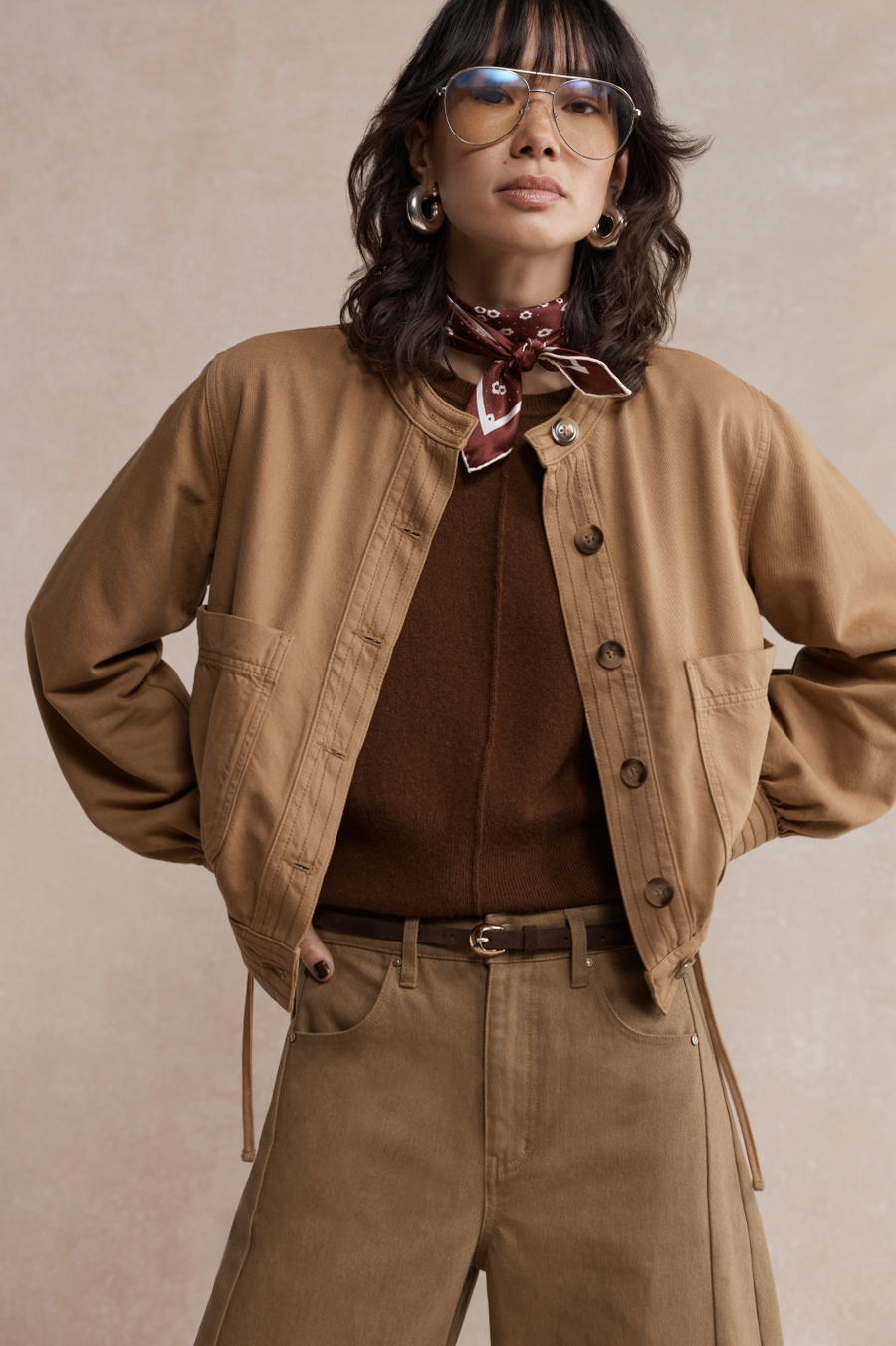 Hallie Collarless Jacket - Toffee