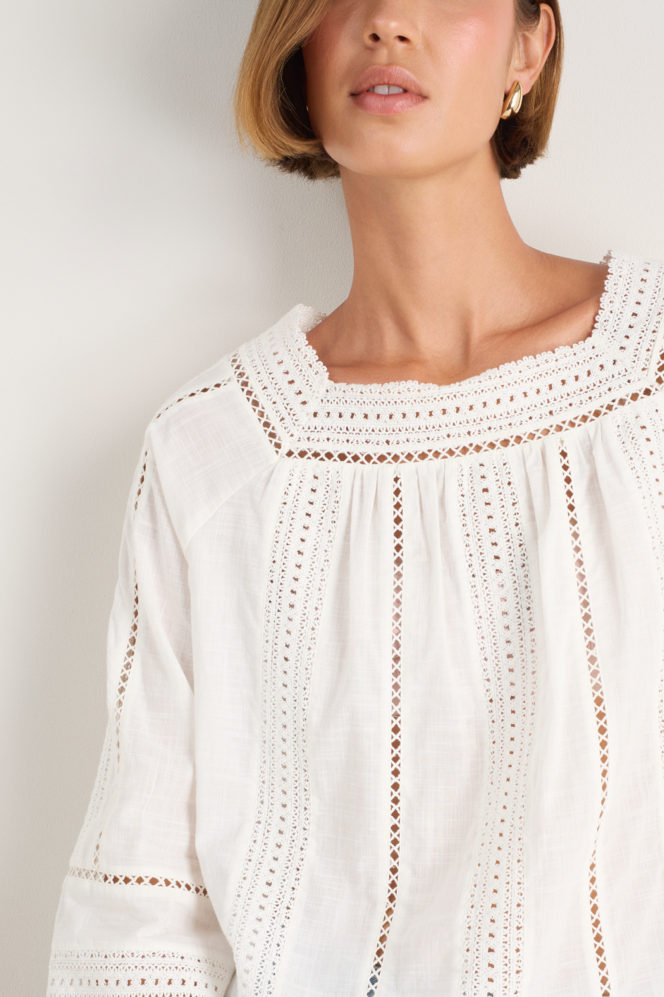 Melody Square Neck Top - Ivory