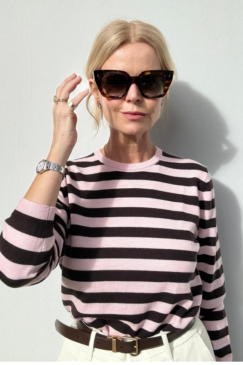 Cath x WYSE Brigitte Jumper - Brown/Pink Stripe
