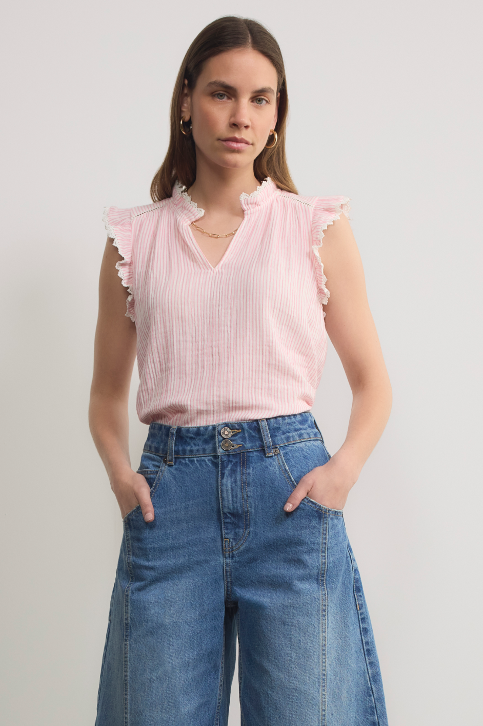 Marlow Top - Blush Pink/White Stripe
