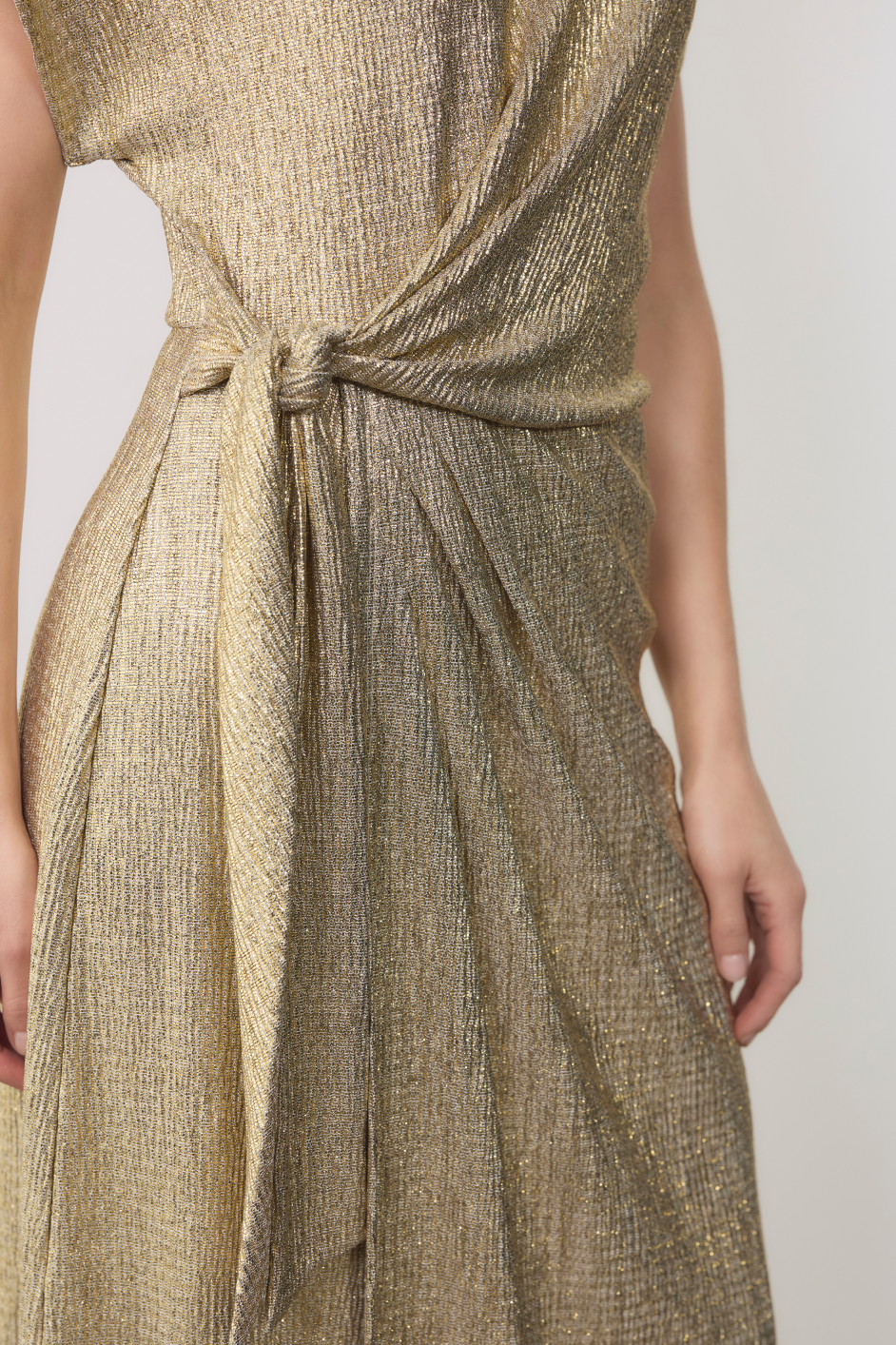 Tia Jersey Dress - Gold Metallic