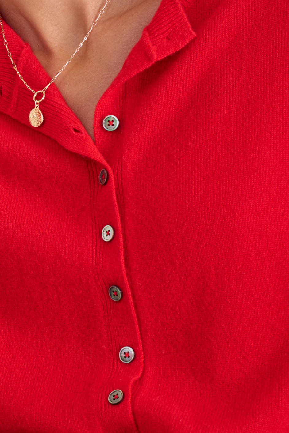 Katie Cashmere Cardigan - Poppy Red
