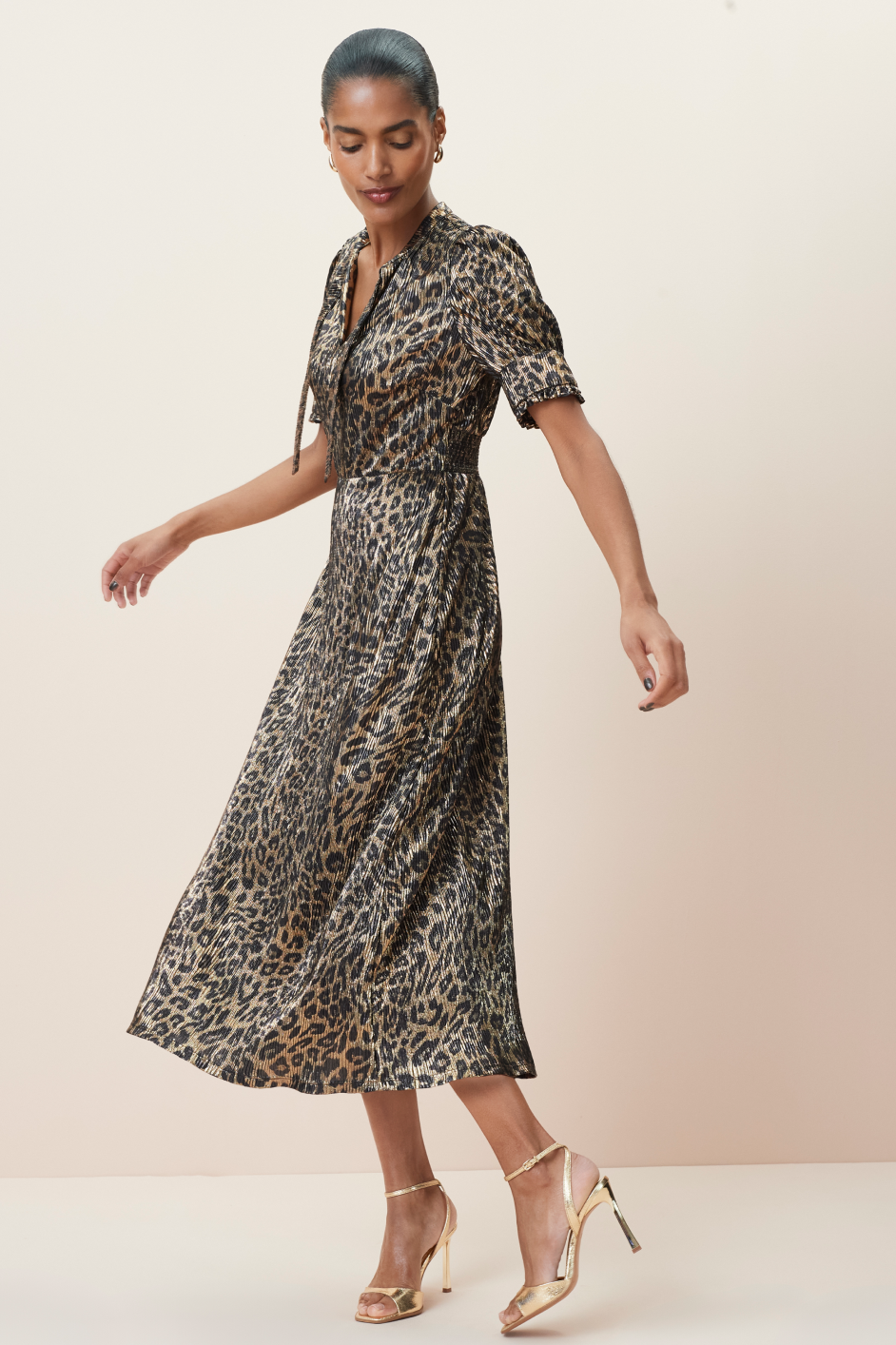 Paulina Dress - Leopard Metallic