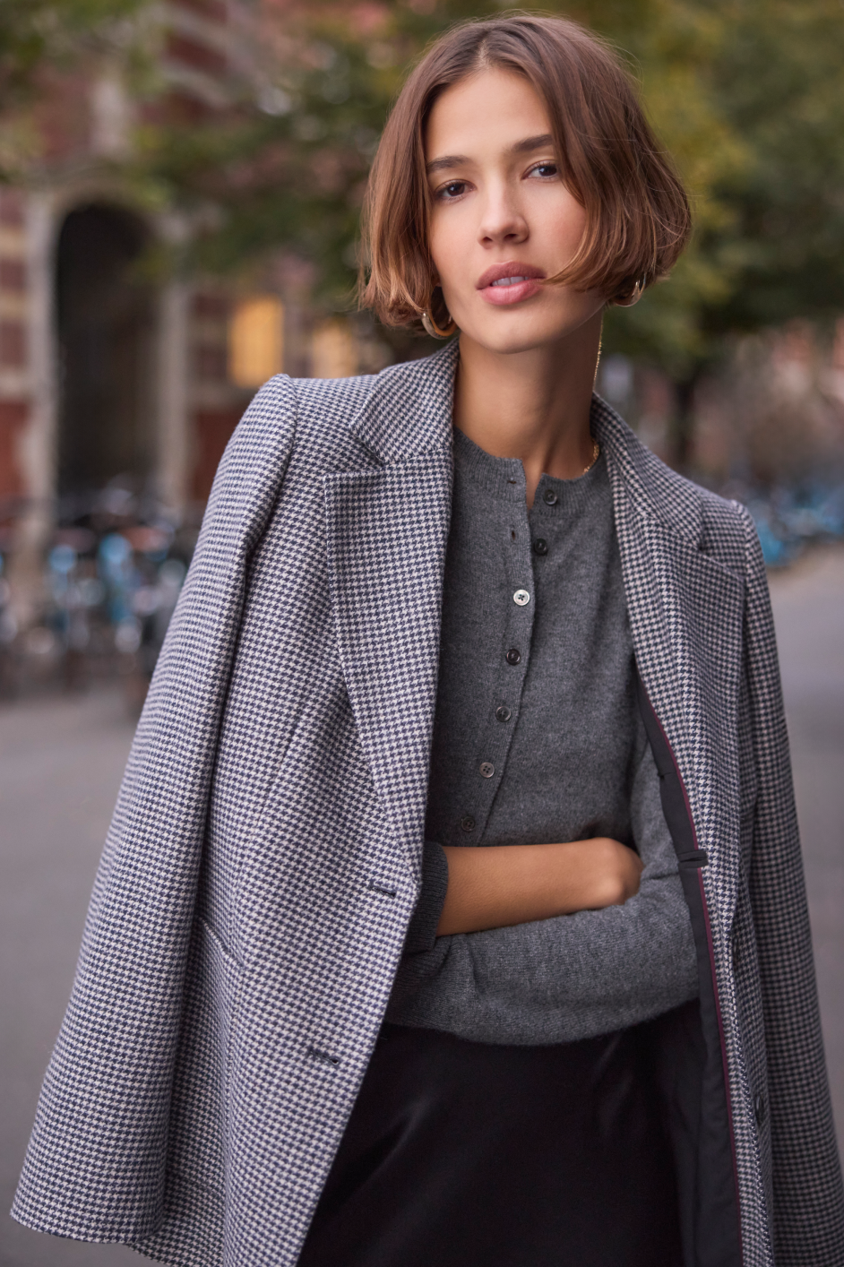 Melanie Dogtooth Blazer - Midnight/Stone Check