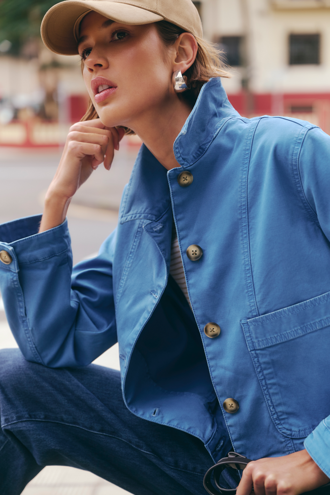 Mia Cropped Jacket - Coastal Blue