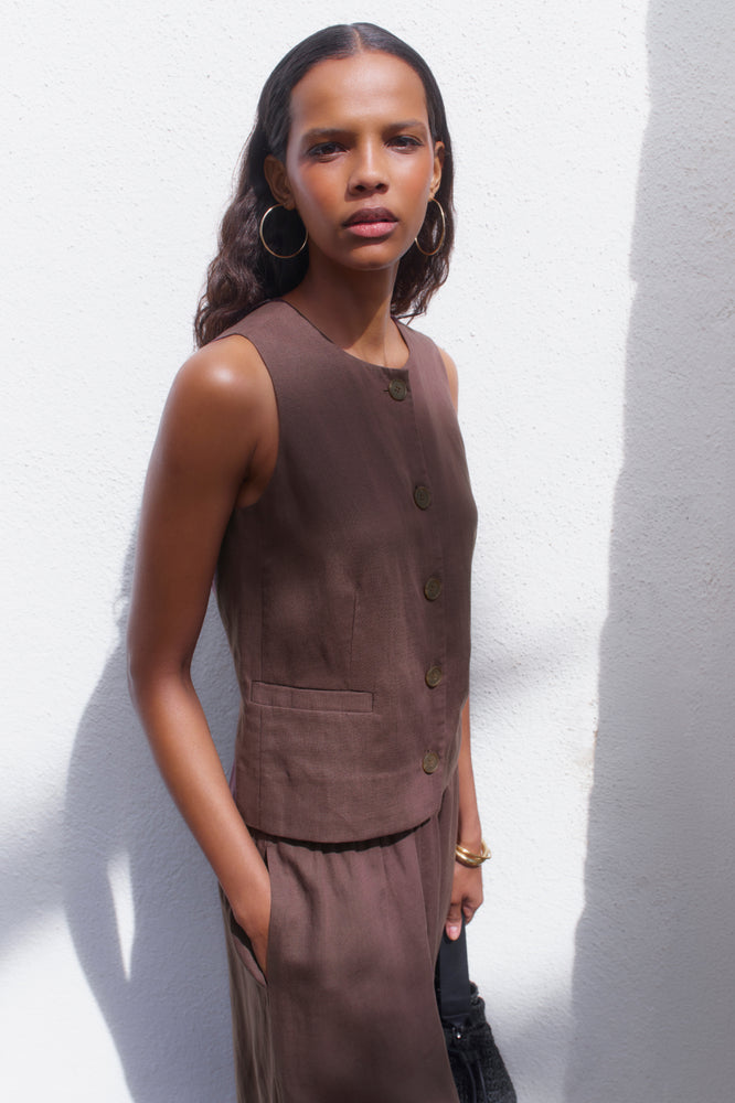 Raya Waistcoat - Cocoa