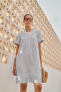 Otti Short Dress - Blue/Ivory Stripe