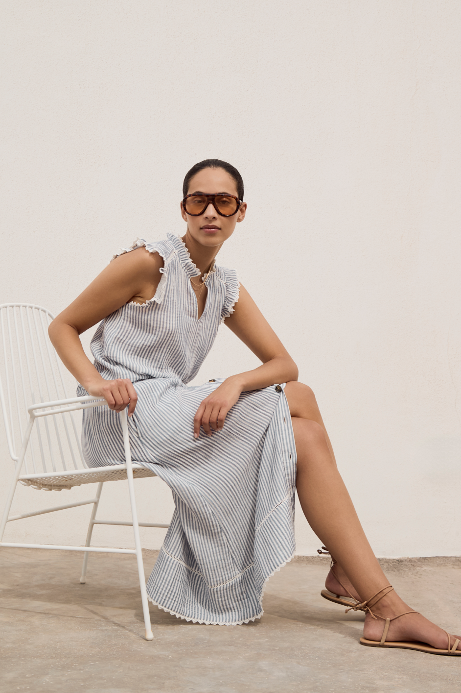 Marlow Skirt - Blue/Ivory Stripe