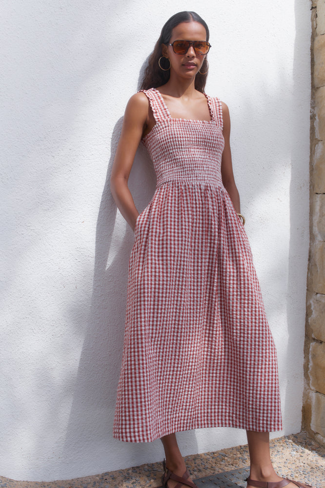 Bliss Dress - Cinnamon Red/Ivory Gingham