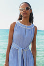 Hallie Halterneck Dress - Riviera Blue/White Stripe