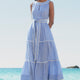 Hallie Halterneck Dress - Riviera Blue/White Stripe