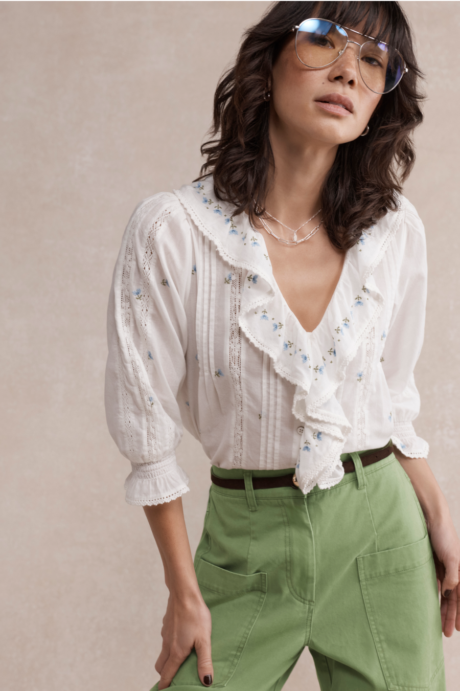Sierra Blouse - Ivory Embroidered